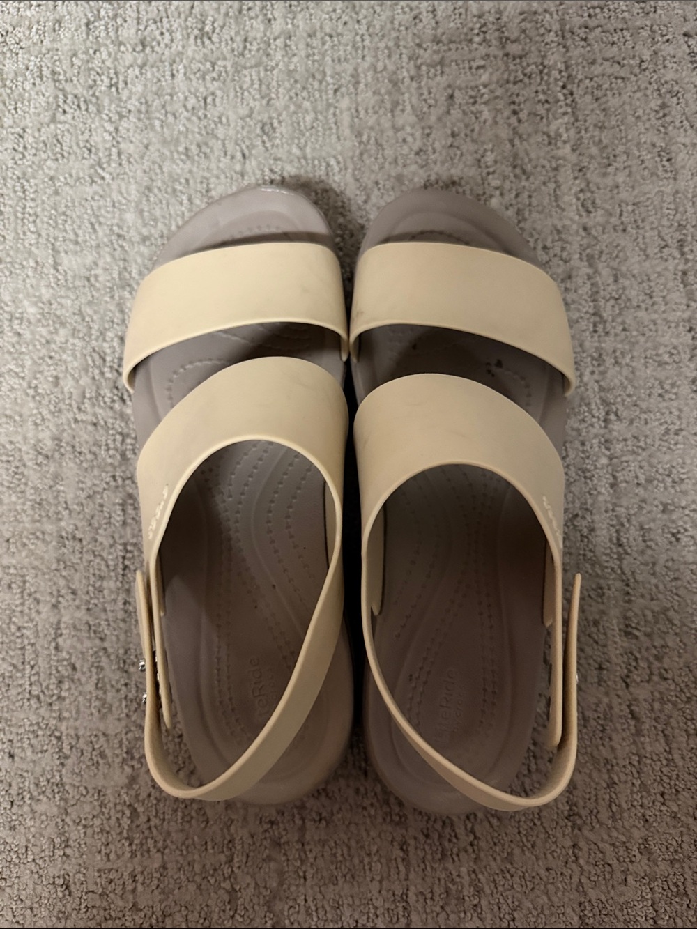CROCS Women's Dual-Strap Slide Sandals in Light Beige